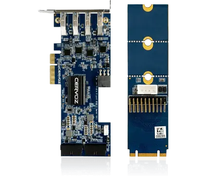 Cervoz modular expansion cards for embedded-computer connectivity